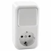 Aufputz Kombi-Schalter + Steckdose FINERY wei&szlig; 250V~ 10A/16A AP Kombidose mit Wechselschalter
