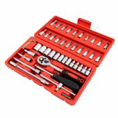 Steckschl&uuml;ssel / Bit Satz mit Ratsche 46tlg Set, 21 Bits 13 Steckschl&uuml;ssel Umschalt-Knarre ...