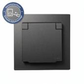 FLAIR Au&szlig;en Steckdose IP44 mit Deckel anthrazit Klemmanschluss mit Rahmen 250V~ Unterputz