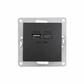 FLAIR USB-Ladedose USB A & C 3,4A QC 3.0 PD 3.0 anthrazit OHNE Rahmen Unterputz
