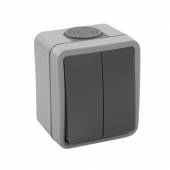 FIX Aufputz Serien-Schalter 2fach IP54 250V~ 10A Aufbau-Montage Feuchtraum 2er Lichtschalter