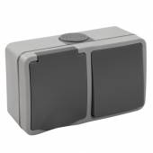FIX Aufputz Kombi-Schalter/Steckdose horizontal IP54 250V~ 10/16A Aufbau-Montage Feuchtraum