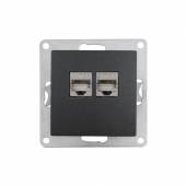FLAIR Netzwerkdose 2x CAT6a vollgeschirmt anthrazit OHNE Rahmen Unterputz