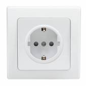 DELPHI Schutzkontakt-Steckdose wei&szlig; Schraubanschluss mit Rahmen 250V~ 16A