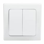 DELPHI 2-fach Wechsel-Schalter Klemmanschluss wei&szlig; mit Rahmen 250V~ 10A 2er Lichtschalter