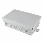Aufputz Kabelabzweigkasten grau IP55, 16 Kabeleinführungen 130x85mm / Feuchtraum Abzweigkasten