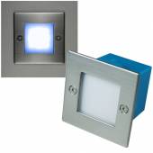 Led Wandeinbauleuchte Cuadrado blau 70x70mm Edelstahl 230V 1,5W 37lm IP54