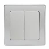 DELPHI Serien-Schalter 2-fach Lichtschalter silber mit Rahmen 250V~ 10A