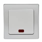DELPHI Kontroll-Schalter mit L&auml;mpchen silber mit Rahmen 250V~ 10A UP