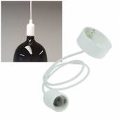   Pendel-Leuchte CT-SILIKON wei&szlig; Lampen-Aufh&auml;ngung E27 Fassung 230V Textil-Kabel Lampen-Pendel