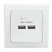DELPHI USB-Ladedose 2-fach 5V max. 2A wei&szlig; mit Rahmen Unterputz UP