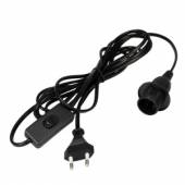  Netzkabel schwarz mit E14 Fassung Schnurzwischen-Schalter Eurostecker