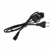 Netzkabel schwarz mit Schalter Eurostecker / Doppelnutstecker 1,5 Meter Anschlussleitung