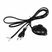 2m Netzkabel schwarz mit Fuß-Schalter & Eurostecker 2x 0,75mm
