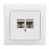 DELPHI Netzwerkdose 2x CAT6 wei&szlig; mit Rahmen Unterputz UP
