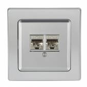 DELPHI Netzwerkdose 2x CAT6 silber mit Rahmen Unterputz UP