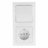 DELPHI Kombi Lichtschalter + Steckdose wei&szlig; mit 2fach Rahmen 250V~ 10A Wechselschalter