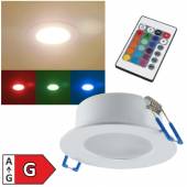 Set-1 RGB-Warmweiß Led Deckeneinbauleuchte mit Fernbedienung IP44 300lm 230V 5W RGB-WW Innen Außen