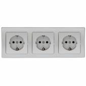 DELPHI Dreifach-Steckdose 3-fach silber Klemmanschluss mit 3er Rahmen 250V~ 16A