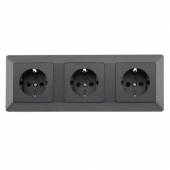 MILOS 3-fach Steckdose anthrazit mit 3er Rahmen dreifach 250V~ 16A, Einstecksicherung