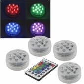 LED Unterwasser-Licht 4+1 Set RGB bunt wasserdicht Batterie + Fernbedienung Tauchlampe