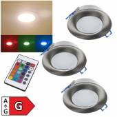 3er Set RGB-Warmweiß Led Deckeneinbauleuchte mit Fernbedienung IP44 300lm 230V 5W RGB-WW Innen Außen