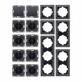 MILOS 16 tlg Starter Set anthrazit 8xSteckdose 2x Schalter 6x Rahmen 250V~ 16A
