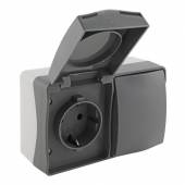 NUQUI Aufputz Kombi Schalter/Steckdose horizontal 250V~ IP54 Aufbau-Montage Feuchtraum