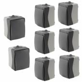 NUQUI 8 tlg Set Aufputz 2x Licht-Schalter 6x Steckdose 250V~ IP54 Aufbau-Montage Feuchtraum