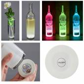    Led LichtSticker � 6cm mit 4 Leds f&uuml;r Flaschenbeleuchtung Flaschenlicht Glasbeleuchtung 