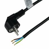 1,5m Anschlussleitung 3x1,5mm� schwarz mit Schutzkontaktstecker abgewinkelt / blanke Enden 230V 16A