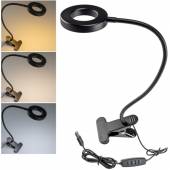 USB Led Klemmleuchte Leselampe dimmbar mit Schwanenhals 40cm 5W USB-Betrieb Tisch-Leuchte