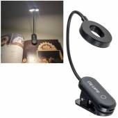  Led Akku Lese-Lampe Buch-Leuchte Klemmleuchte dimmbar mit Schwanenhals 25lm 18cm schwarz