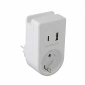 Zwischenstecker mit USB Ladegerät USB-A & USB-C 3,4A / Steckdose mit USB Adapter Ladegerät universal