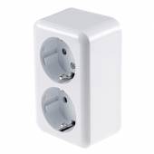 FASKO Aufputz Schutzkontakt Doppel-Steckdose 2-fach wei&szlig; 250V~ 16A AP