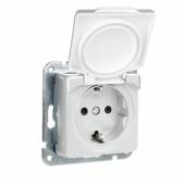 DELPHI IP40 Schutzkontakt-Steckdose mit Deckel Unterputz wei&szlig; ohne Rahmen 250V~ 16A