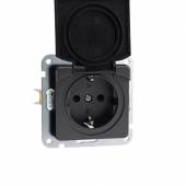 MILOS IP40 Schutzkontakt-Steckdose mit Deckel Unterputz anthrazit ohne Rahmen 250V~ 16A