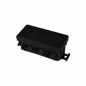 Aufputz Kabelabzweigkasten schwarz IP55, 6+4 Kabeleinführungen 89x42mm / Feuchtraum Abzweigkasten