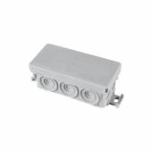 Aufputz Kabelabzweigkasten grau IP55, 6+4 Kabeleinführungen 89x42mm / Feuchtraum Abzweigkasten