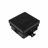 Aufputz Kabelabzweigkasten schwarz IP55, 7 Kabeleinführungen 75x75mm / Feuchtraum Abzweigkasten