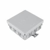 Aufputz Kabelabzweigkasten grau IP55, 12 Kabeleinführungen 85x85mm / Feuchtraum Abzweigkasten