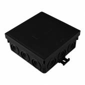 Aufputz Kabelabzweigkasten schwarz IP55, 12 Kabeleinführungen 100x100mm / Feuchtraum Abzweigkasten