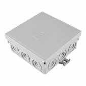 Aufputz Kabelabzweigkasten grau IP55, 12 Kabeleinführungen 100x100mm / Feuchtraum Abzweigkasten