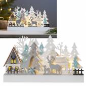 Led Holz-Silhouette Winterlandschaft Reinbek beleuchtet batterie-betrieb Weihnachtsdeko