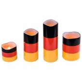 4er Set LED Echtwachs Kerzen Deutschland schwarz-rot-gold/gelb