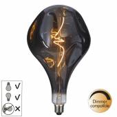 LED Deko Tropfen-Leuchtmittel E27 INDUSTRIAL 280x165mm rauchglas 2,5W 50lm XL Gl&uuml;hbirne Retro