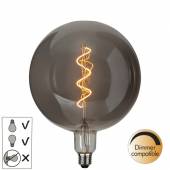 LED Deko Kugel-Leuchtmittel E27 INDUSTRIAL 262x200mm rauchglas 2,6W 55lm XL Gl&uuml;hbirne