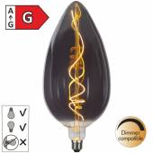LED Deko XXL Kerzen-Leuchtmittel E27 INDUSTRIAL 330x150mm rauchglas 6W Gl&uuml;hbirne Kerze 2200K