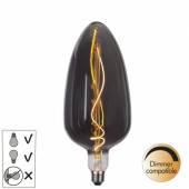 LED Deko XL Kerzen-Leuchtmittel E27 INDUSTRIAL 300x125mm rauchglas 2,5W Gl&uuml;hbirne Kerze 2200K