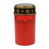 LED Grableuchte rot mit Flackerflamme Grablaterne Grablicht Kerze